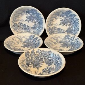 WEDGWOOD "Countryside Blue" Fruit/Dessert (Sauce) Bowl Set of 5 *PHOTOS